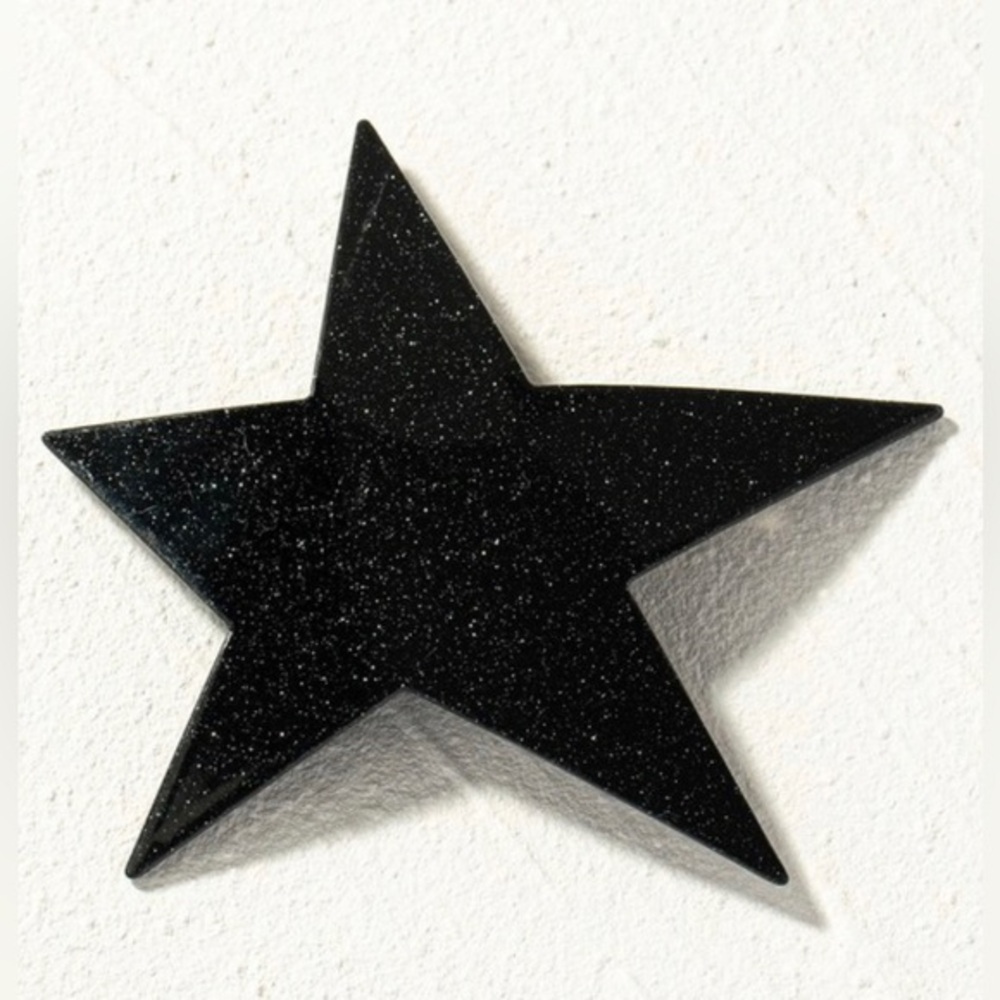 Large black glitter star hair clip